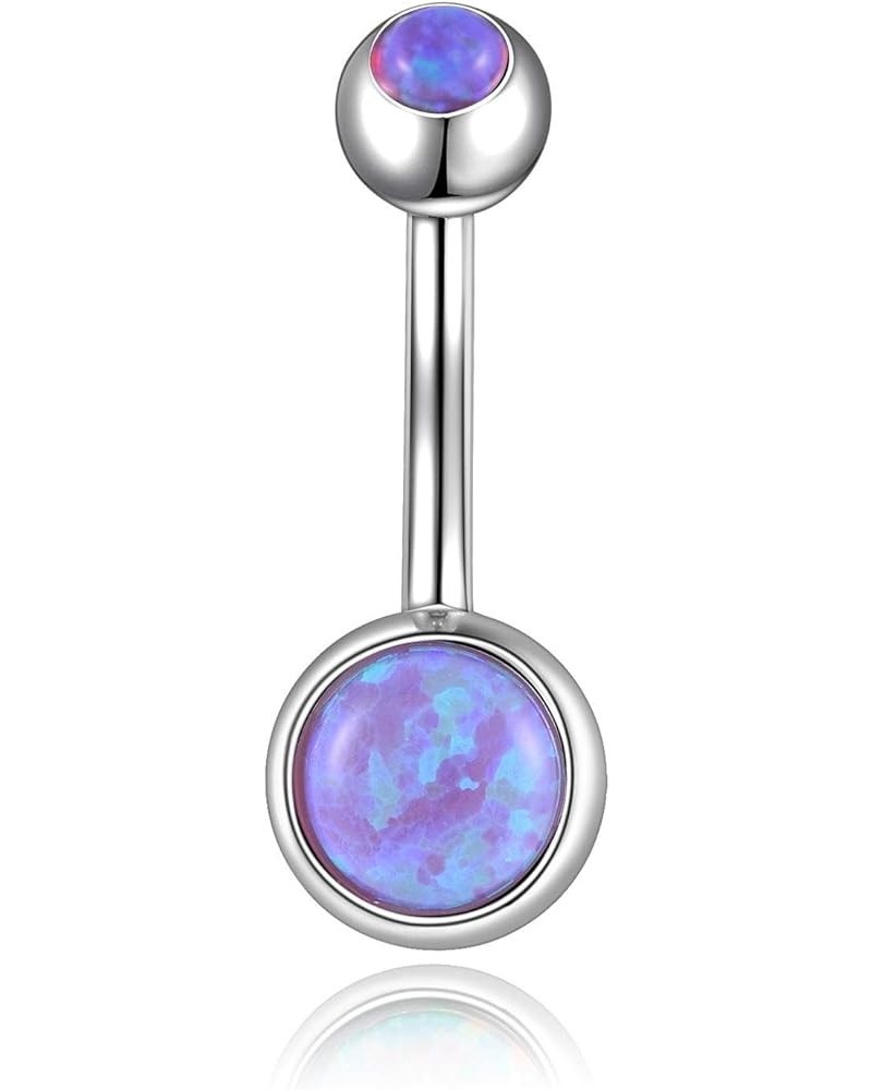 Real Opal Belly Rings Surgical Steel Belly Button Rings Opal 14G Double Jeweled Opal Navel Rings Purple Opal $8.09 Body Jewelry