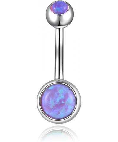 Real Opal Belly Rings Surgical Steel Belly Button Rings Opal 14G Double Jeweled Opal Navel Rings Purple Opal $8.09 Body Jewelry