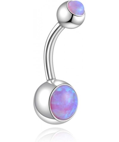 Real Opal Belly Rings Surgical Steel Belly Button Rings Opal 14G Double Jeweled Opal Navel Rings Purple Opal $8.09 Body Jewelry