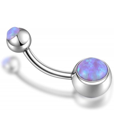 Real Opal Belly Rings Surgical Steel Belly Button Rings Opal 14G Double Jeweled Opal Navel Rings Purple Opal $8.09 Body Jewelry