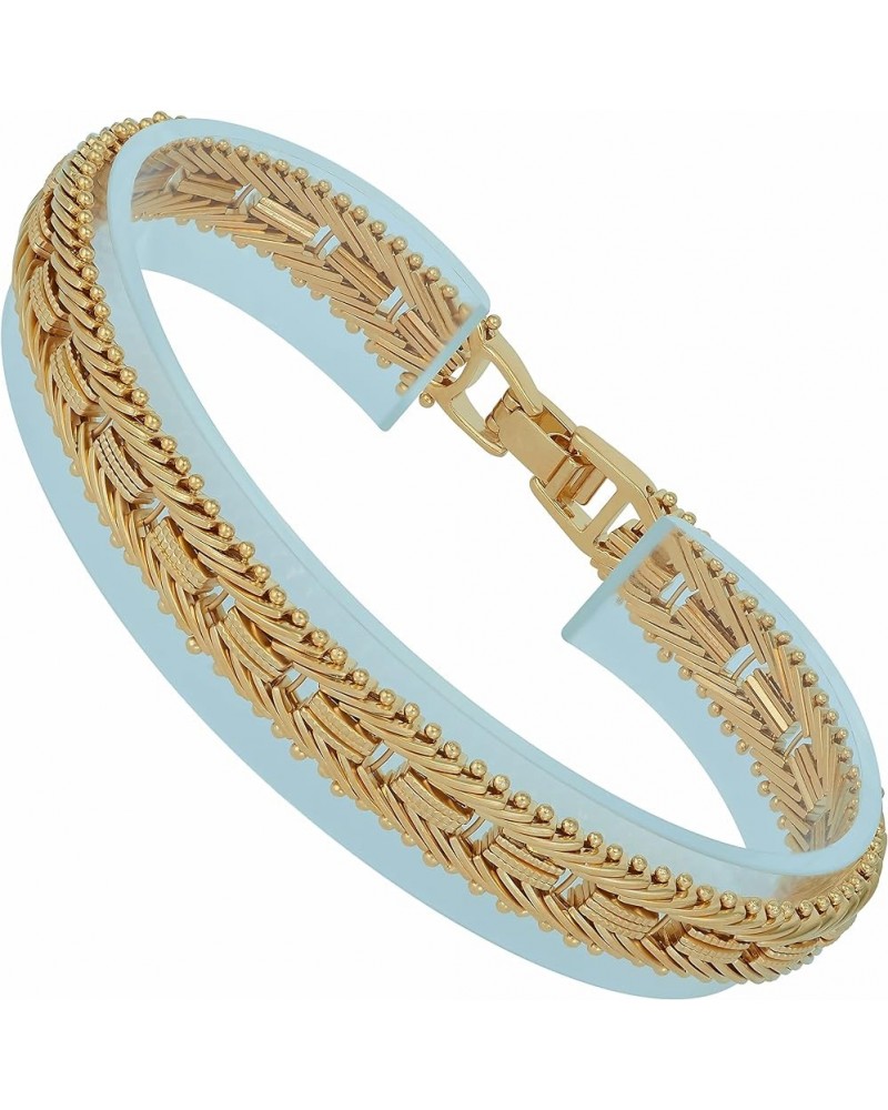 9.5mm Designer Mesh Ladies Bracelet 24k Gold Plated for Women Gold 8 inches $30.80 Bracelets