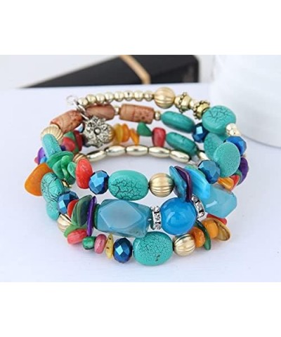 Boho Agate Beads Charms Bracelet Multilayer Irregular Bracelets for Women Vintage Jade Stone Man Bracelets Yoga Turquoise Ban...