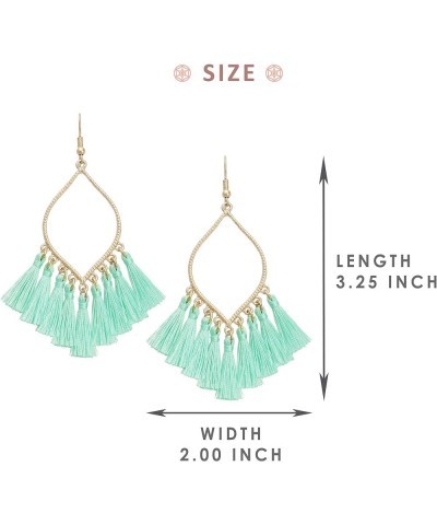 Boho Rhombus Metal Frame with Tassels Dangle Drop Earrings for Women MINT $10.56 Earrings