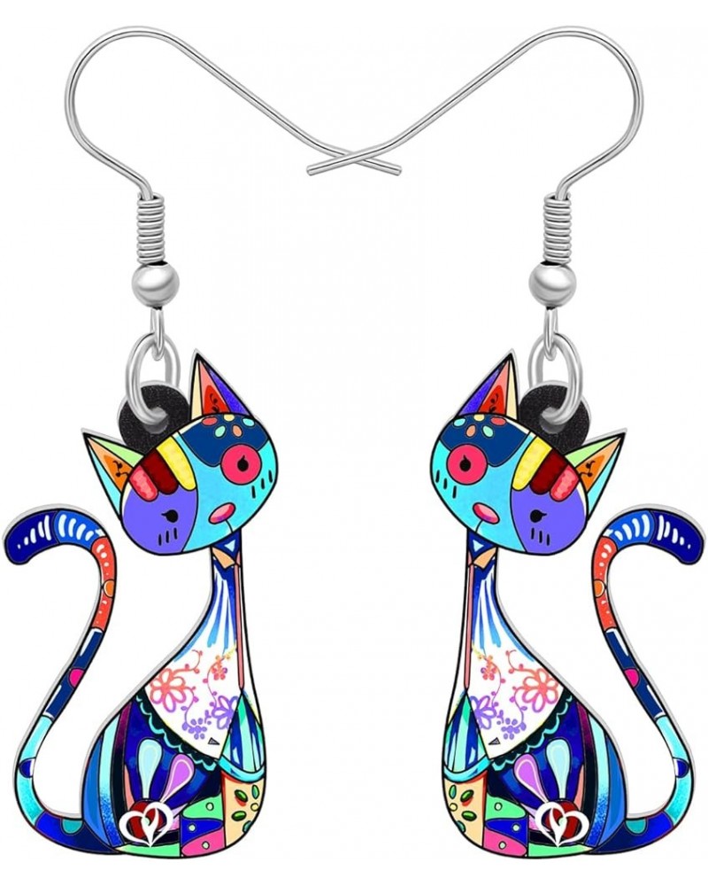 Acrylic Cat Hook Earrings for Women Girls Cute Colorful Cat Hypoallergenic Dangle Drop Earrings Animal Jewelry for Gifts Part...