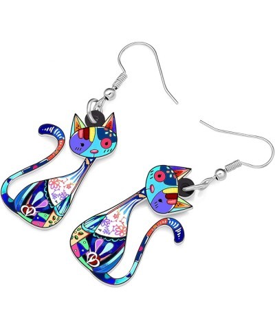 Acrylic Cat Hook Earrings for Women Girls Cute Colorful Cat Hypoallergenic Dangle Drop Earrings Animal Jewelry for Gifts Part...