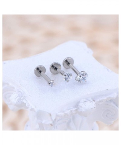 G23 Titanium Helix Earrings 16g Surgical Steel Cartilage Earrings Flat Back Labret Stud Internally Threaded Lip Rings 2mm/3mm...