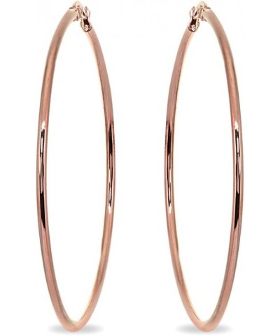 Rose Gold Flash Stainless Steel Round Polished Hoop Earrings for Women Girls (2x25mm-75mm Diameter) 2 1/3-inches, 60mm $8.15 ...