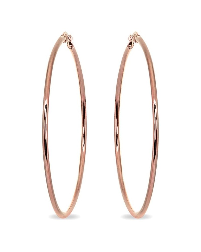 Rose Gold Flash Stainless Steel Round Polished Hoop Earrings for Women Girls (2x25mm-75mm Diameter) 2 1/3-inches, 60mm $8.15 ...