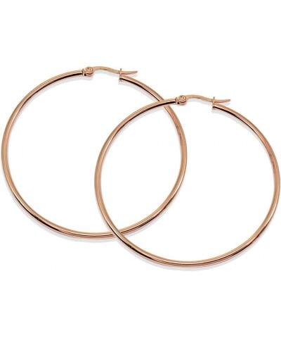 Rose Gold Flash Stainless Steel Round Polished Hoop Earrings for Women Girls (2x25mm-75mm Diameter) 2 1/3-inches, 60mm $8.15 ...