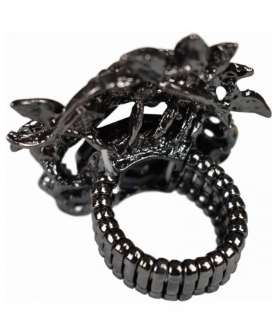 Women's Teardrop Stone Studs Fashion Stretch Ring Viny Black/Hematite-Tone $9.71 Rings