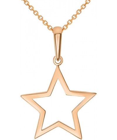 14k Rose Gold Open Star Charm Pendant Necklace 18.0 Inches $55.80 Necklaces