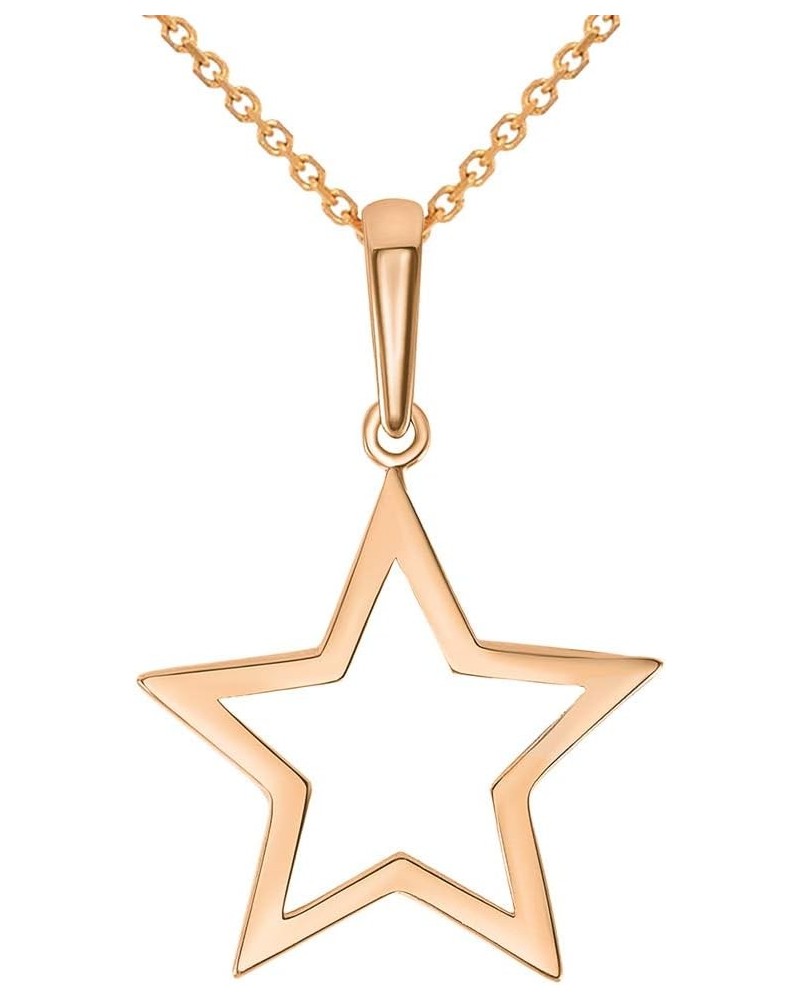 14k Rose Gold Open Star Charm Pendant Necklace 18.0 Inches $55.80 Necklaces