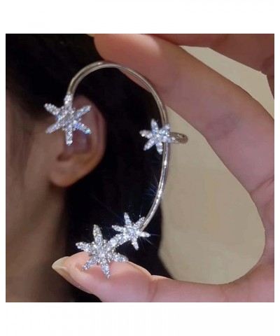 2Pcs Sparkling Crystal Star Ear Cuff Earrings Vintage Snowflake Ear Wrap Non Piercing Fake Earrings Cartilage Clip Wrap Ear J...