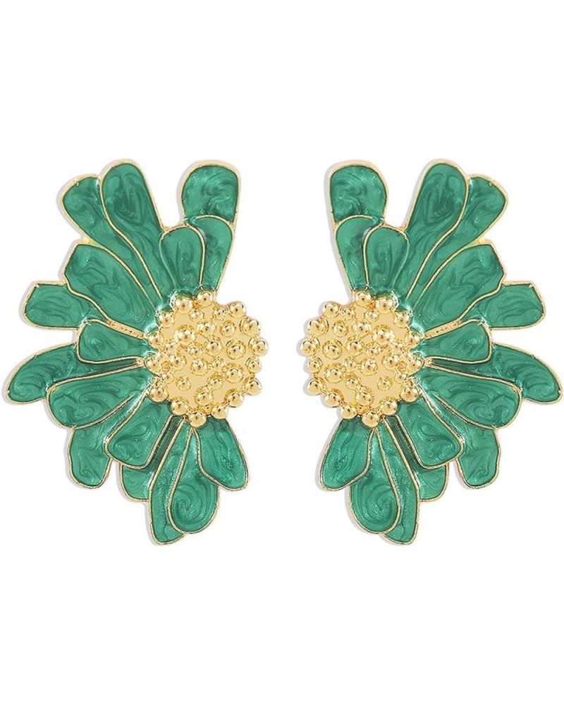 Vintage Flower Earrings Double Daisy Flower Floral Earrings Jewelry Gift for Women Girls Green $8.54 Earrings