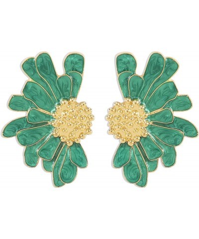 Vintage Flower Earrings Double Daisy Flower Floral Earrings Jewelry Gift for Women Girls Green $8.54 Earrings