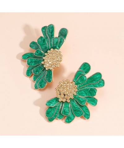 Vintage Flower Earrings Double Daisy Flower Floral Earrings Jewelry Gift for Women Girls Green $8.54 Earrings