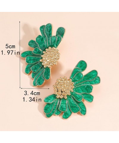 Vintage Flower Earrings Double Daisy Flower Floral Earrings Jewelry Gift for Women Girls Green $8.54 Earrings