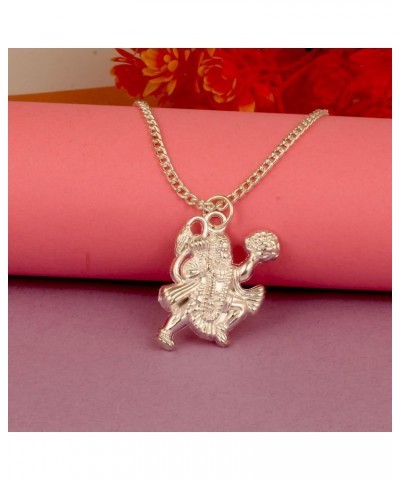 Spiritual Pendant Locket with Chain Necklace For Men And Women Stainless Steel Silver Hanuman ji $7.14 Necklaces