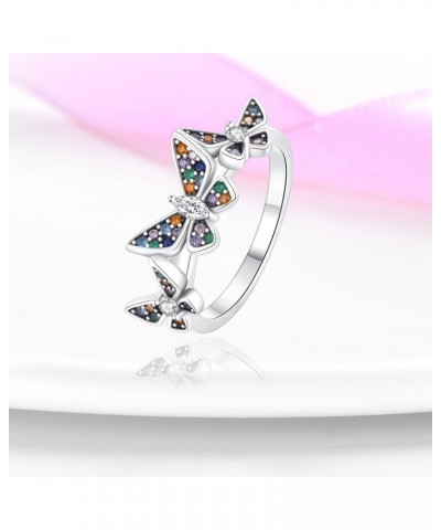 Silver Ring 925 Silver Rings for Women Colorful Cubic Zirconia Ring Wide Set Ring for Women Fashion Ring as Gift Ring Sterlin...