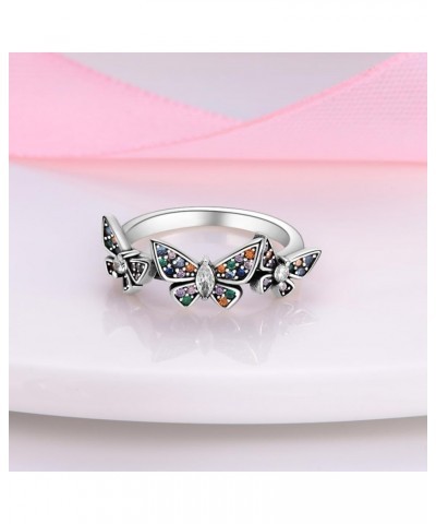 Silver Ring 925 Silver Rings for Women Colorful Cubic Zirconia Ring Wide Set Ring for Women Fashion Ring as Gift Ring Sterlin...