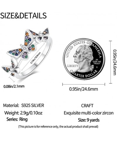 Silver Ring 925 Silver Rings for Women Colorful Cubic Zirconia Ring Wide Set Ring for Women Fashion Ring as Gift Ring Sterlin...