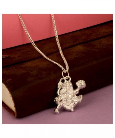 Spiritual Pendant Locket with Chain Necklace For Men And Women Stainless Steel Silver Hanuman ji $7.14 Necklaces