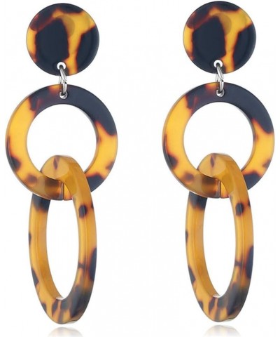 Acrylic Statement Geometric Earrings Resin Acetate Drop Dangle Mottled Hoop Earrings Fashion For Women Girls Jewelry Amber Tw...