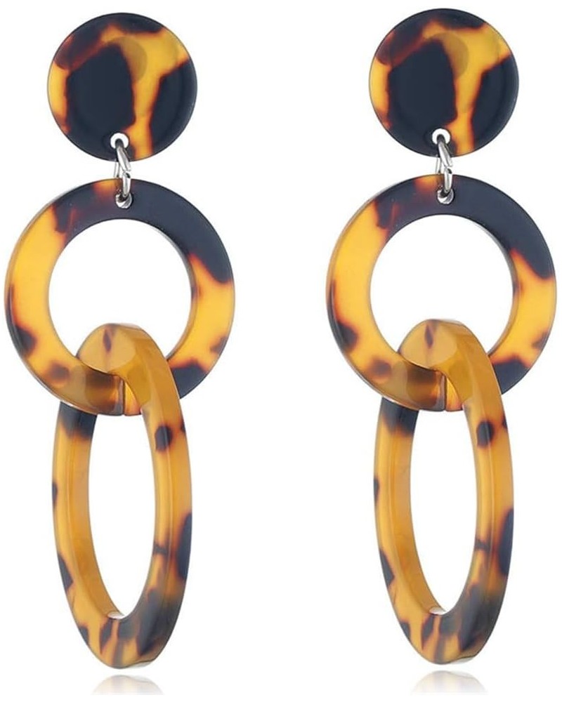 Acrylic Statement Geometric Earrings Resin Acetate Drop Dangle Mottled Hoop Earrings Fashion For Women Girls Jewelry Amber Tw...