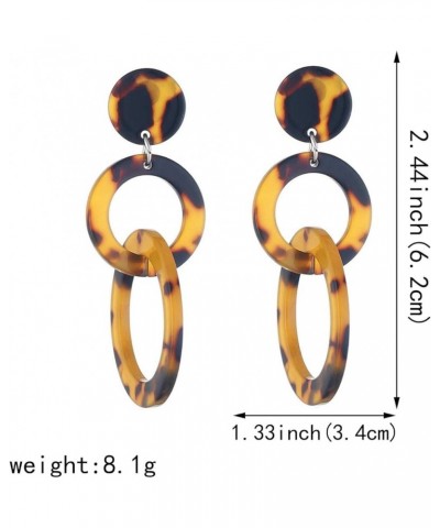 Acrylic Statement Geometric Earrings Resin Acetate Drop Dangle Mottled Hoop Earrings Fashion For Women Girls Jewelry Amber Tw...