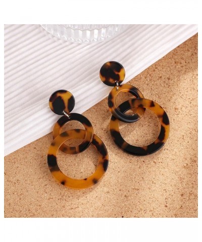 Acrylic Statement Geometric Earrings Resin Acetate Drop Dangle Mottled Hoop Earrings Fashion For Women Girls Jewelry Amber Tw...