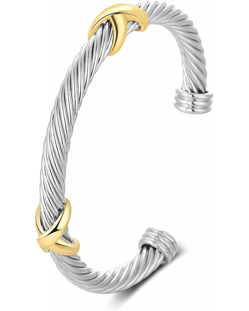 Twisted Cable Bracelet for Women Fashion Cuff Gold Knot Dupes Bracelet Adjustable Bangle Jewelry Gifts for Her $11.75 Bracelets