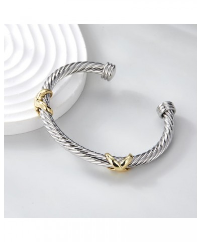 Twisted Cable Bracelet for Women Fashion Cuff Gold Knot Dupes Bracelet Adjustable Bangle Jewelry Gifts for Her $11.75 Bracelets