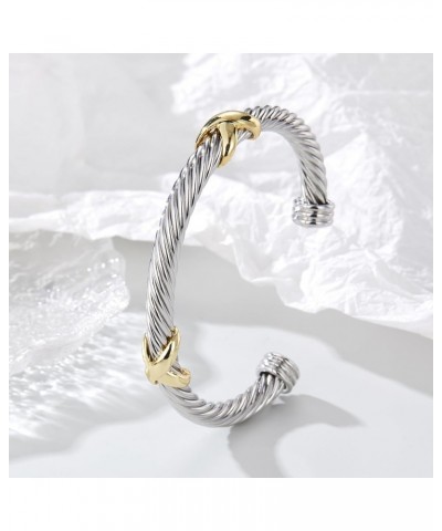 Twisted Cable Bracelet for Women Fashion Cuff Gold Knot Dupes Bracelet Adjustable Bangle Jewelry Gifts for Her $11.75 Bracelets