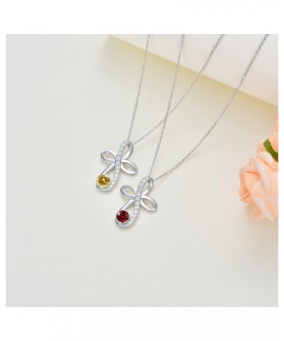 Infinity Cross Knot Necklace S925 Sterling Silver Birthstone Jewelry Pendant Necklaces Gifts for Women Mom Girls 11-Nov.-Citr...