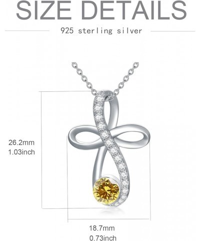 Infinity Cross Knot Necklace S925 Sterling Silver Birthstone Jewelry Pendant Necklaces Gifts for Women Mom Girls 11-Nov.-Citr...