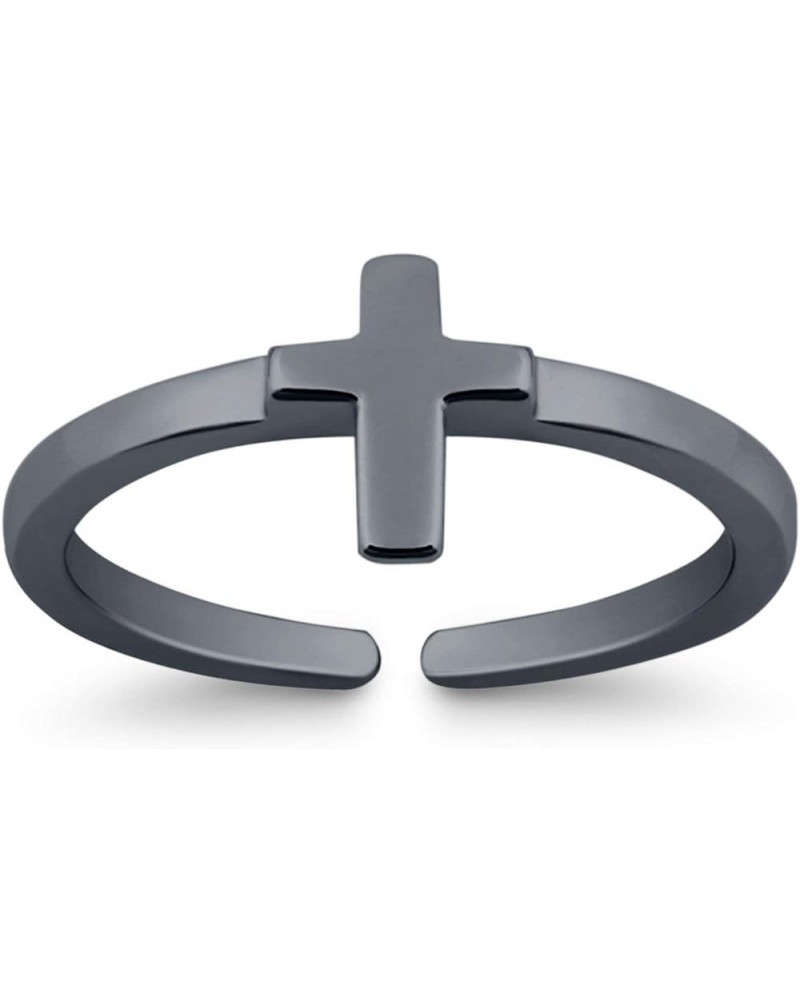 Cross Toe Ring Adjustable Band 925 Sterling Silver (7mm) Black Tone, Sterling Silver $8.82 Body Jewelry