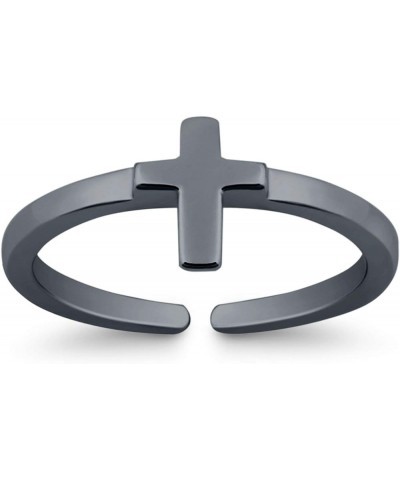 Cross Toe Ring Adjustable Band 925 Sterling Silver (7mm) Black Tone, Sterling Silver $8.82 Body Jewelry