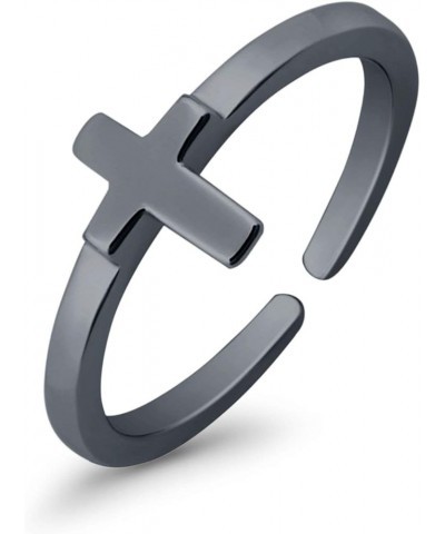 Cross Toe Ring Adjustable Band 925 Sterling Silver (7mm) Black Tone, Sterling Silver $8.82 Body Jewelry