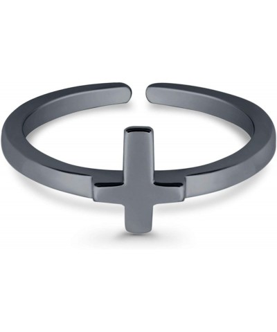 Cross Toe Ring Adjustable Band 925 Sterling Silver (7mm) Black Tone, Sterling Silver $8.82 Body Jewelry