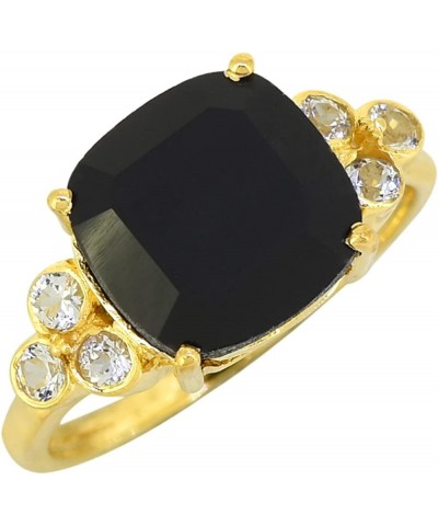 18kt Gold Over 925 Silver Black Onyx Amethyst Women's Engagement Ring Black Onyx $18.80 Rings