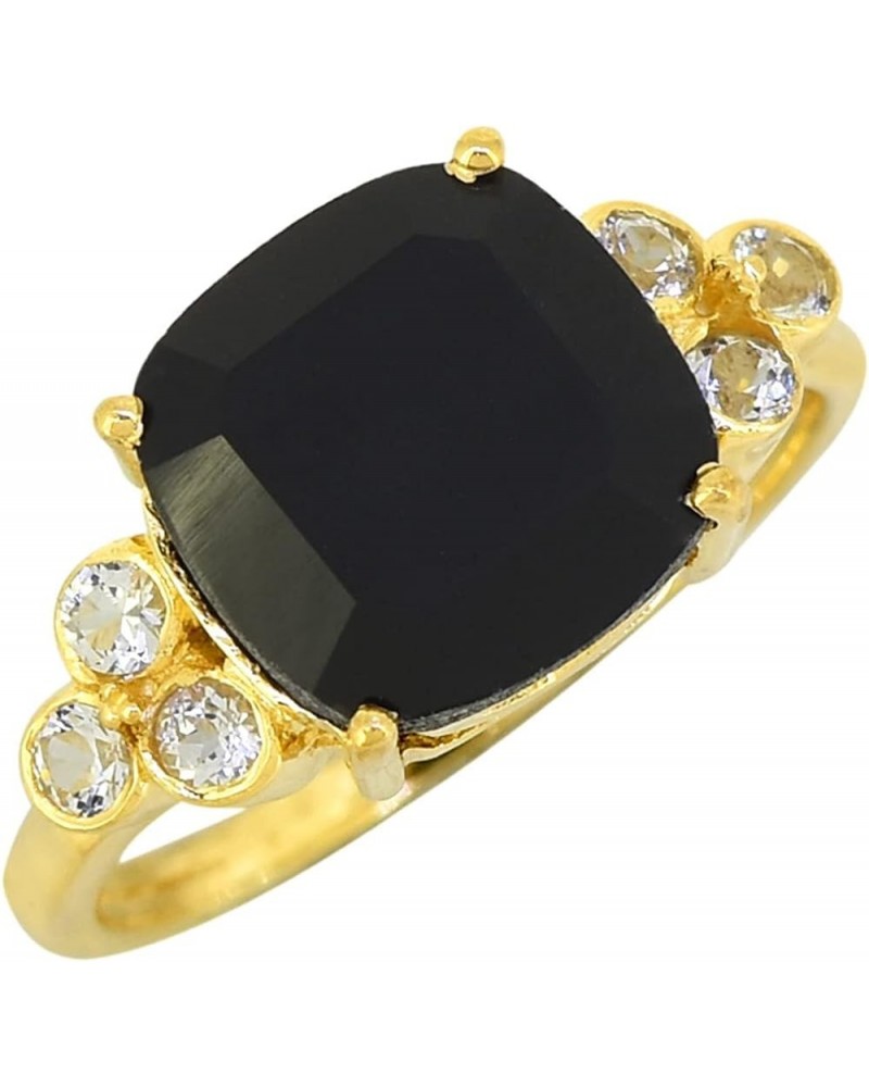 18kt Gold Over 925 Silver Black Onyx Amethyst Women's Engagement Ring Black Onyx $18.80 Rings