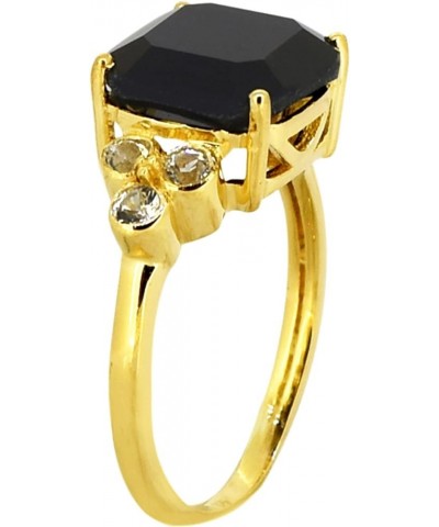 18kt Gold Over 925 Silver Black Onyx Amethyst Women's Engagement Ring Black Onyx $18.80 Rings