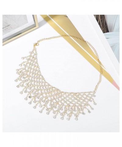 Rhinestone Necklace Crystal Choker Necklaces Prom Necklace Chain Party Neck Jewelry for Women Gold $8.82 Necklaces