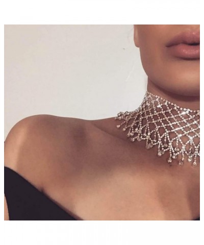 Rhinestone Necklace Crystal Choker Necklaces Prom Necklace Chain Party Neck Jewelry for Women Gold $8.82 Necklaces