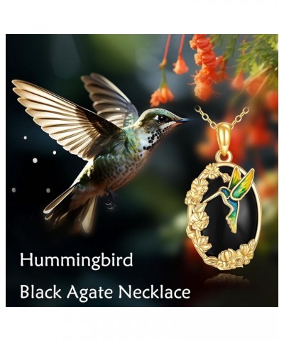 Hummingbird/Bee Necklace Sterling Silver Black Onyx Pendant Necklace Jewelry Christmas Gifts for Women Girls Grandmother Moth...