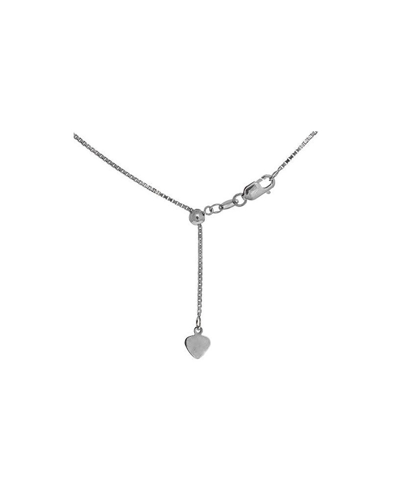 Silver Rhodium Finish .8mm Shiny Extendable & Adjustable Box Chain, Lobster Claw 22 Inches $18.20 Necklaces