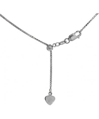 Silver Rhodium Finish .8mm Shiny Extendable & Adjustable Box Chain, Lobster Claw 22 Inches $18.20 Necklaces