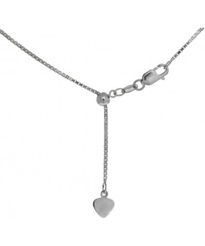 Silver Rhodium Finish .8mm Shiny Extendable & Adjustable Box Chain, Lobster Claw 22 Inches $18.20 Necklaces