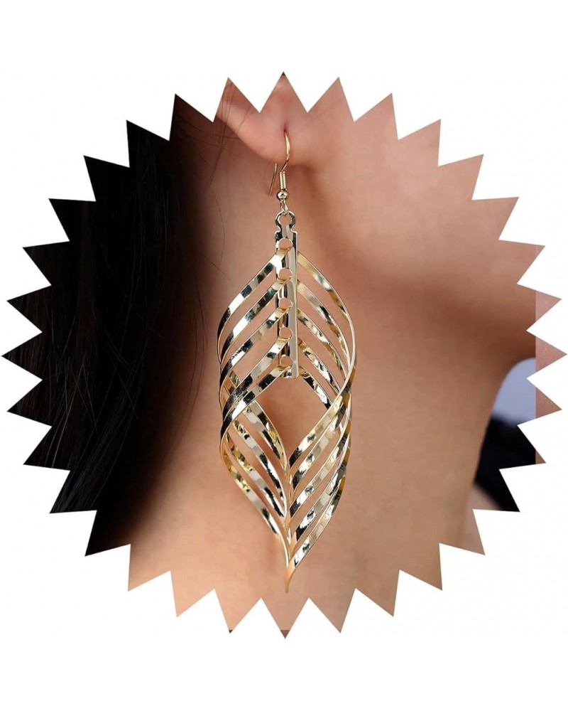 Punk Exaggerated Spiral Hoop Earrings Swirl Leaf Dangle Earrings Geometric Swirl Wave Earrings Abstract Leaf Tassel Earrings ...