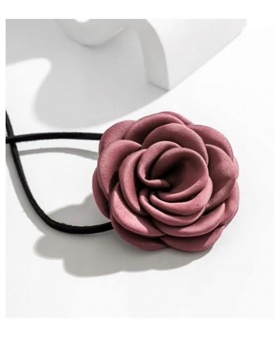 Velvet Big Flower Necklace Floral Choker Rose Flower Choker Necklace For Women Girls Bean paste color $7.41 Necklaces